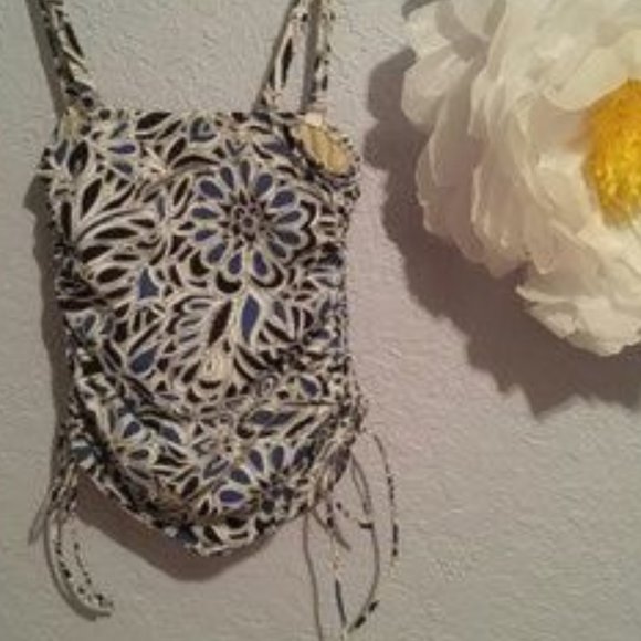 Lands 'End Blue & White Ruched Sides Ties - Picture 8 of 8